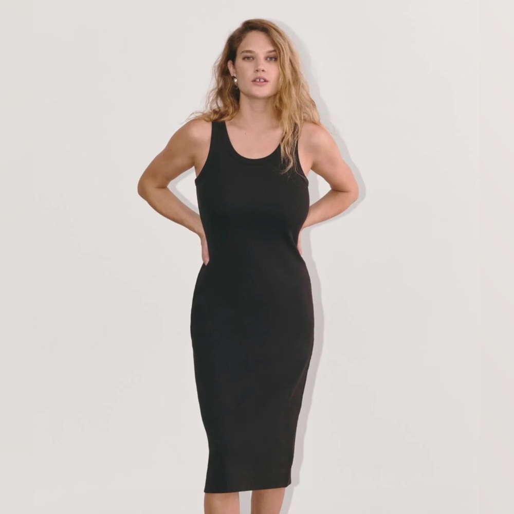 Everlane Black Ribbed Tank Midi Dress